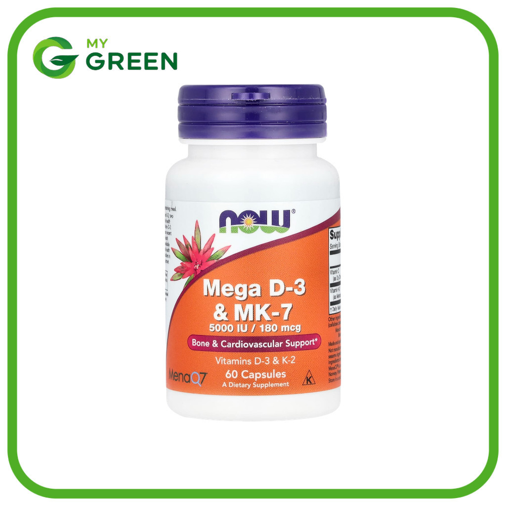 NOW Foods, Mega D-3 & MK-7, 5,000 IU / 180 mcg, 60 Capsules