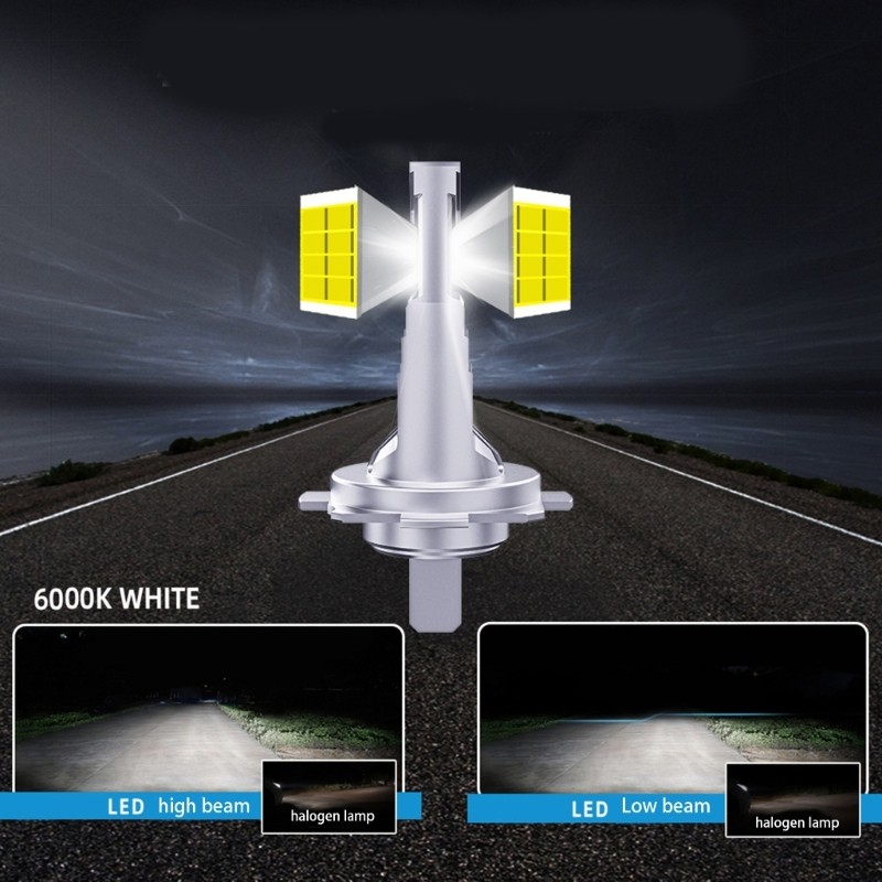 QJ หลอดไฟ LED H1 3 H7 6000K Bright White ไฟหน้าอัตโนมัติ LED โคมไฟ 40W 9-24V 6000K