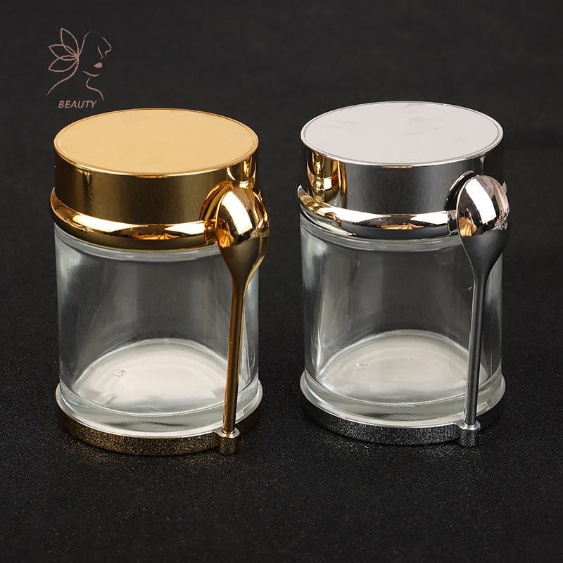 [maybeauty] โถครีมเปล่าไฟฟ้าขวดโลชั่นรีฟิลพร้อมช้อน 30/50/80/100g Travel Face Cream เครื่องสําอางสําลี Pad คอนเทนเนอร์ {TH}