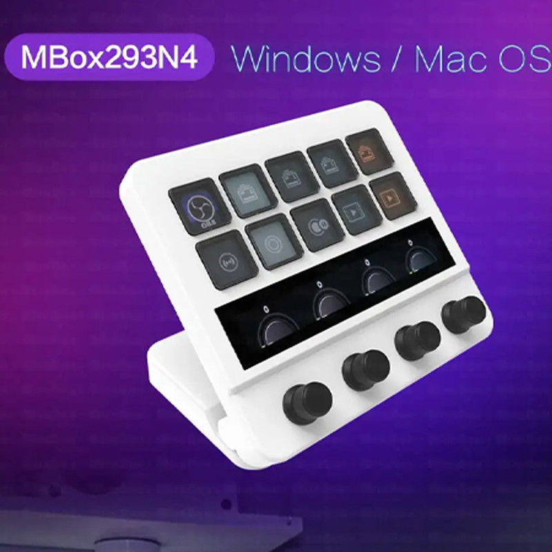 Mbox N4 Stream Deck พร้อมลูกบิด Mirabox StreamDeck ปุ่ม LCD เนื้อหาสด Creation Controller มินิปุ่มกด Custom Stream Dock ของขวัญ