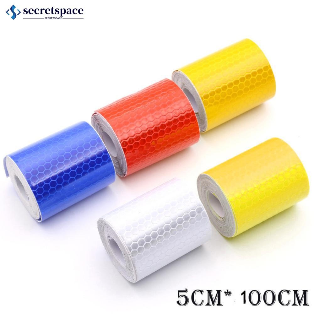 Secretspace 100 ซม.x5 ซม.รถสติกเกอร์แถบสะท้อนแสงคําเตือนสไตล์ฟิล์มตกแต่งปลอดภัยรถจักรยานยนต์รถเด็กสะท้อนความปลอดภัยสติกเกอร์ G7Z1