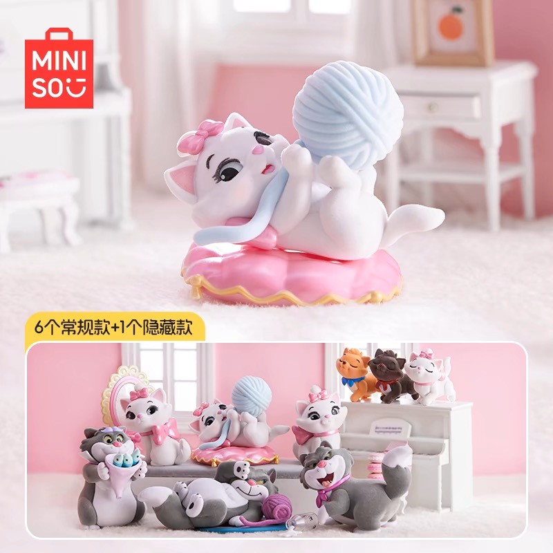 Miniso Disney Lucifer Marie Cat กล่องตาบอด Kawaii รูปอะนิเมะปุยแมวน่ารักของเล่นของขวัญ