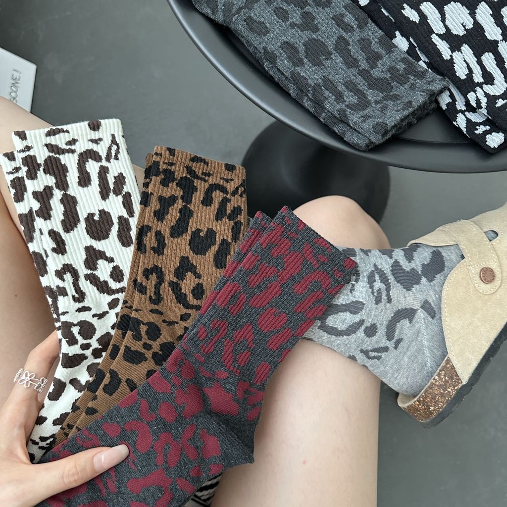 ฤดูใบไม้ร่วงฤดูหนาวเสือดาวพิมพ์ถุงน่องผู้หญิงยุโรปสไตล์อเมริกันins Super Hot CasualกีฬาRetro All-Matchสุภาพสตรี - รูปที่ 2