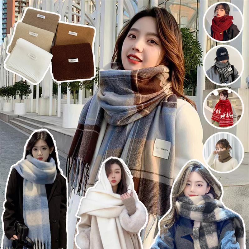 ผ้าพันคอแคชเมียร์กันหนาว ขนาด 200x70 ซม. หนาอย่างดี สีพื้น Cashmere Scarf