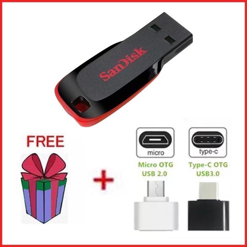 SANDISK CRUZER BLADE USB 2.0 8GB 16GB 32GB 64GB 128GB แฟลชไดร์ฟ Flash Drive แฟลชไดร์ ดิสก์U Flashdrive (SDCZ50-B35)