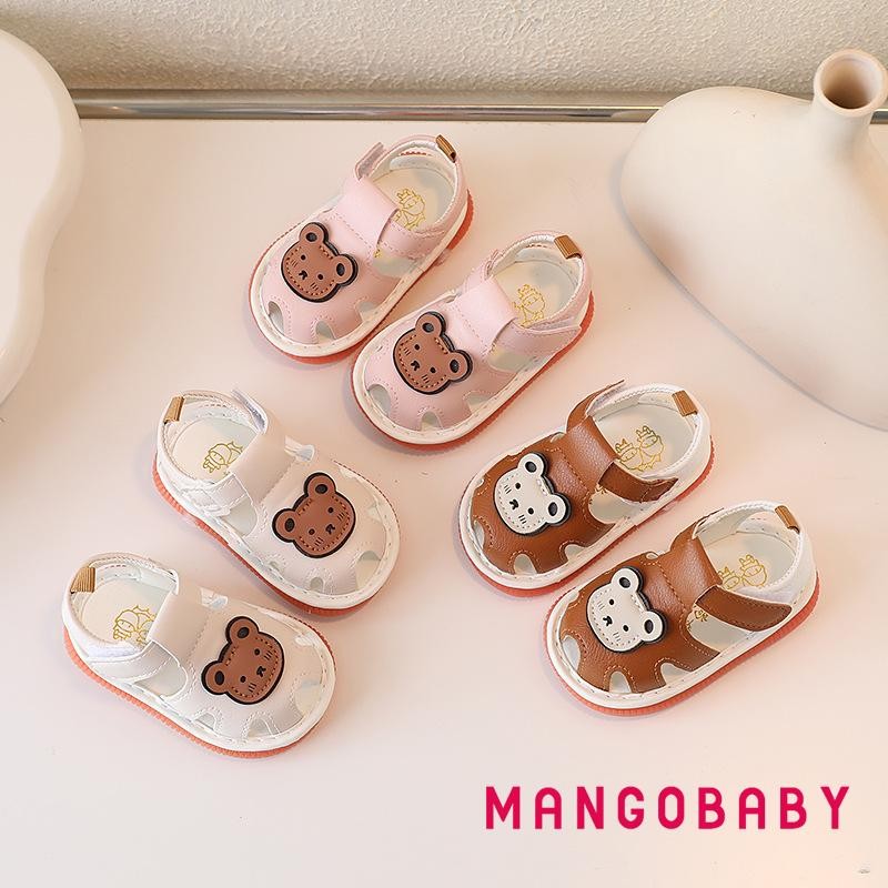 Mg-เด็กทารกหญิงฤดูร้อนรองเท้าแตะ Cue Bear รูปแบบ Squeaky Squeaky รองเท้าลื่นทารกแรกเกิด First Walking รองเท้า