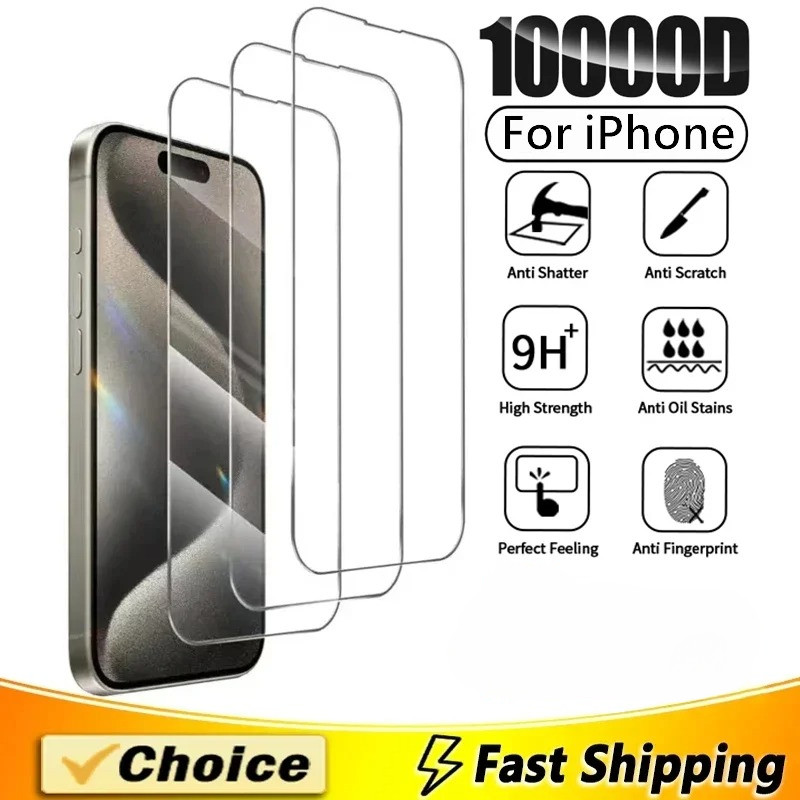 กระจกนิรภัยสําหรับ iPhone 16 15 14 13 12 11 Pro Max Plus Mini XR XS Max 7 8 6s Plus SE ป้องกันหน้าจอฟิล์ม
