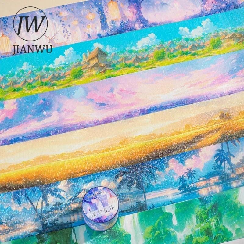 Jianwu 60 มม.* 200 ซม.Travel พร้อมทิวทัศน์ที่สวยงาม Series Dreamy ภูมิทัศน์วัสดุ Collage เทป PET Creative Journal เครื่องเขียน