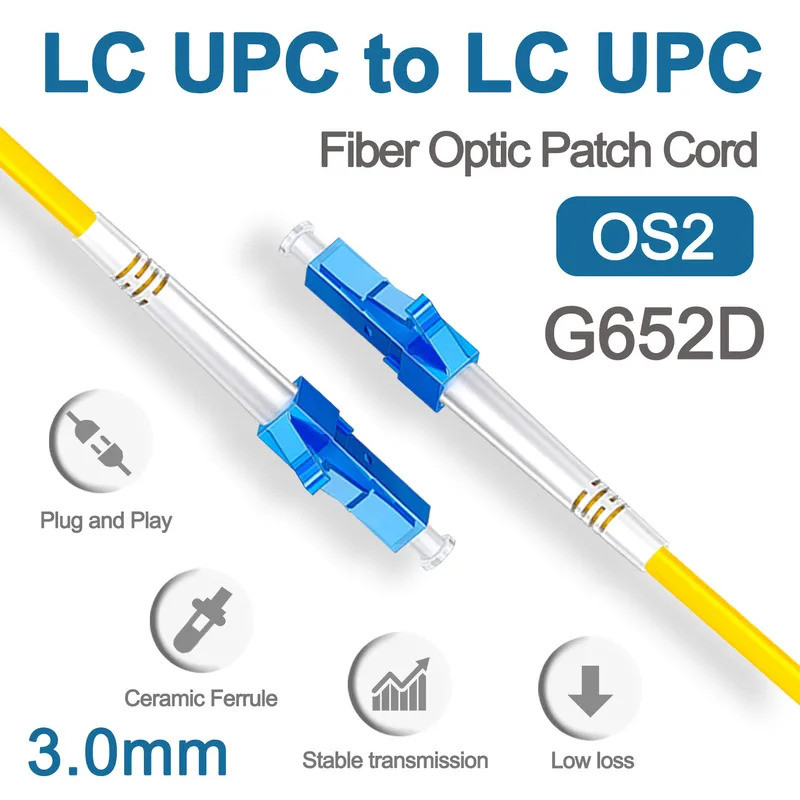 LC UPC Fiber Optical Patch Jumper Cable 3.0mm OS2 Cord Singlemode Simplex 1m 2M 3m 5m PVC G652D SM 1