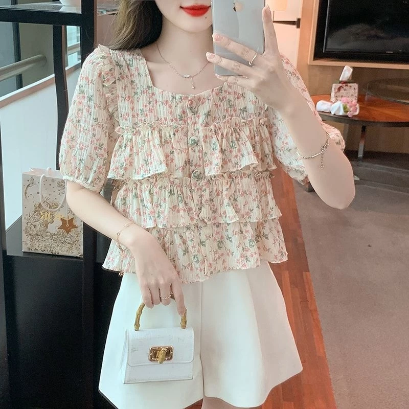 เสื้อลายดอกใบบัวแขนสั้น thumbnail 5