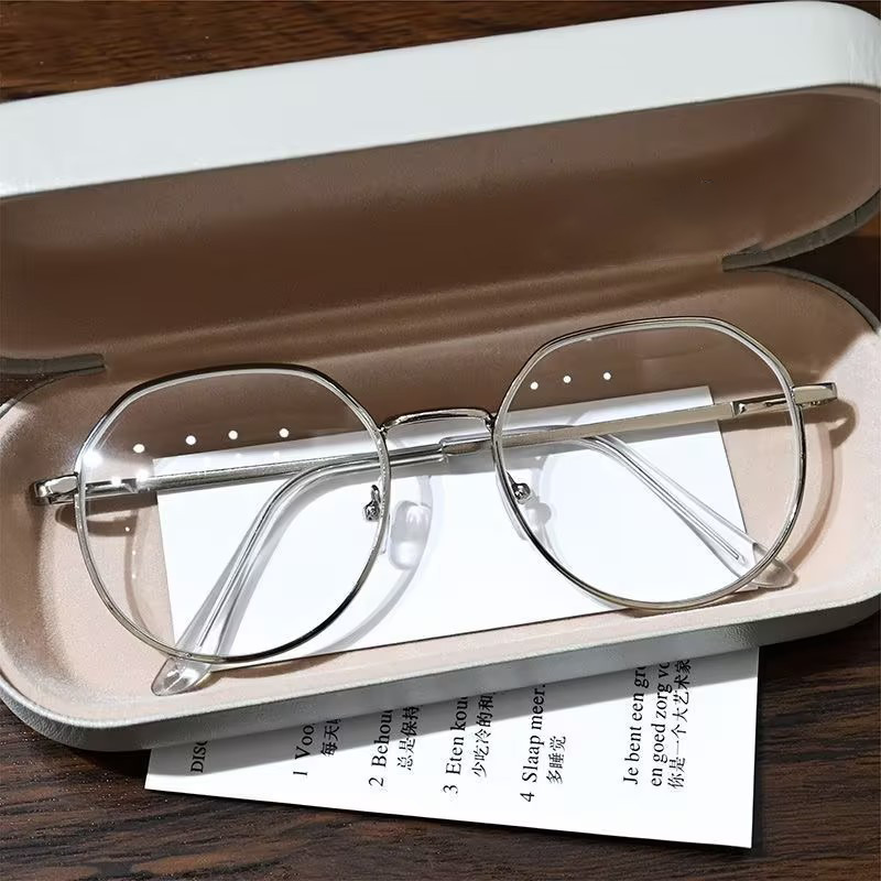 👓แว่นตาแฟชั่น👓 -25~575° แว่นตาสายตาสั้น แว่นป้องกันแสงสีฟ้า กรอบกลม เวอร์ชั่นเกาหลีอเนกประสงค์ 066