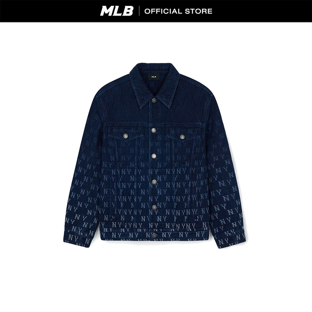 MLB เสื้อแจ็คเก็ตยีนส์ ยูนิเซ็กส์ Denim Gradation Monogram รุ่น 3ADKM0644 50INS สีน้ำเงิน