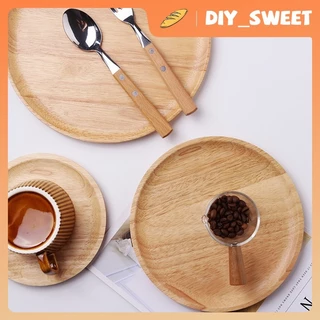 DIY_SWEET ถาดไม้สไตล์ญี่ปุ่น ถาดอาหารไม้โอ๊ค ถาดขนมปัง ถาดชาไม้โรงแรม ถาดผลไม้กลม