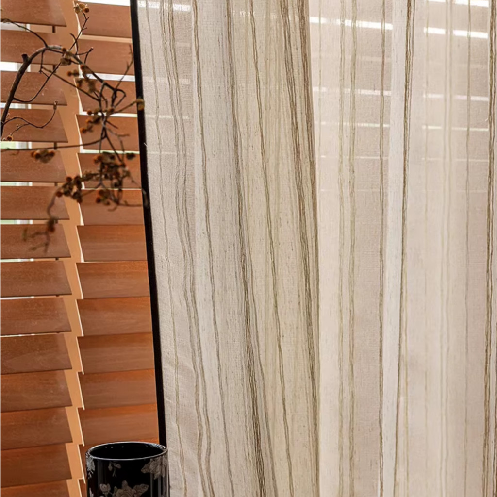 สไตล์ยุคกลางผ้าลินินผ้าลินินเชียร์ม่านวินเทจหน้าต่างผ้าม่านลายแสงกรองรักษาหน้าต่างสําหรับประตูบานเลื่อน/ห้องทํางาน/ห้องรับประทานอาหาร1แผง - รูปที่ 2