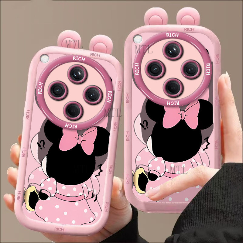 สําหรับ OPPO Find X9 X8 กรณี OPPO Find X9 X8 ProMinnie เมาส์เคสโทรศัพท์อินเทอร์เน็ตสีแดง Anti-Drop พัฟป้องกันซิลิโคนรวมทุกอย่างผู้หญิง