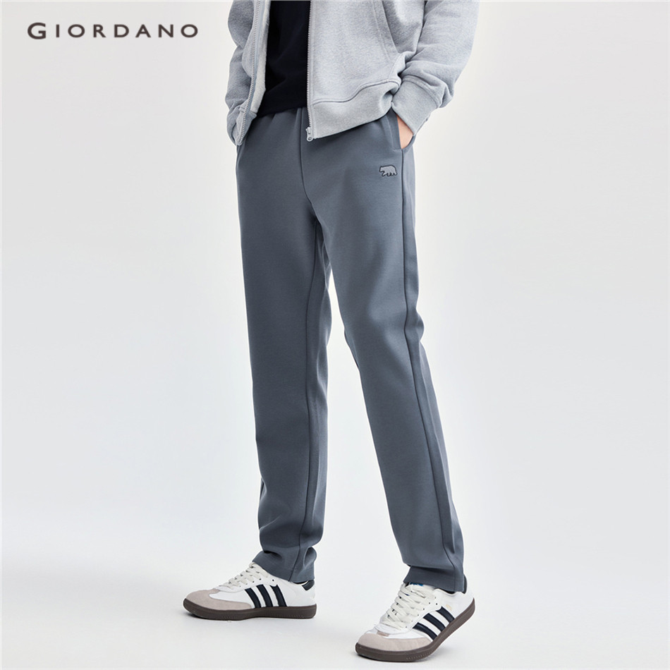 GIORDANO MEN Polar bear embroidery elastic waist sweat pants 01114099