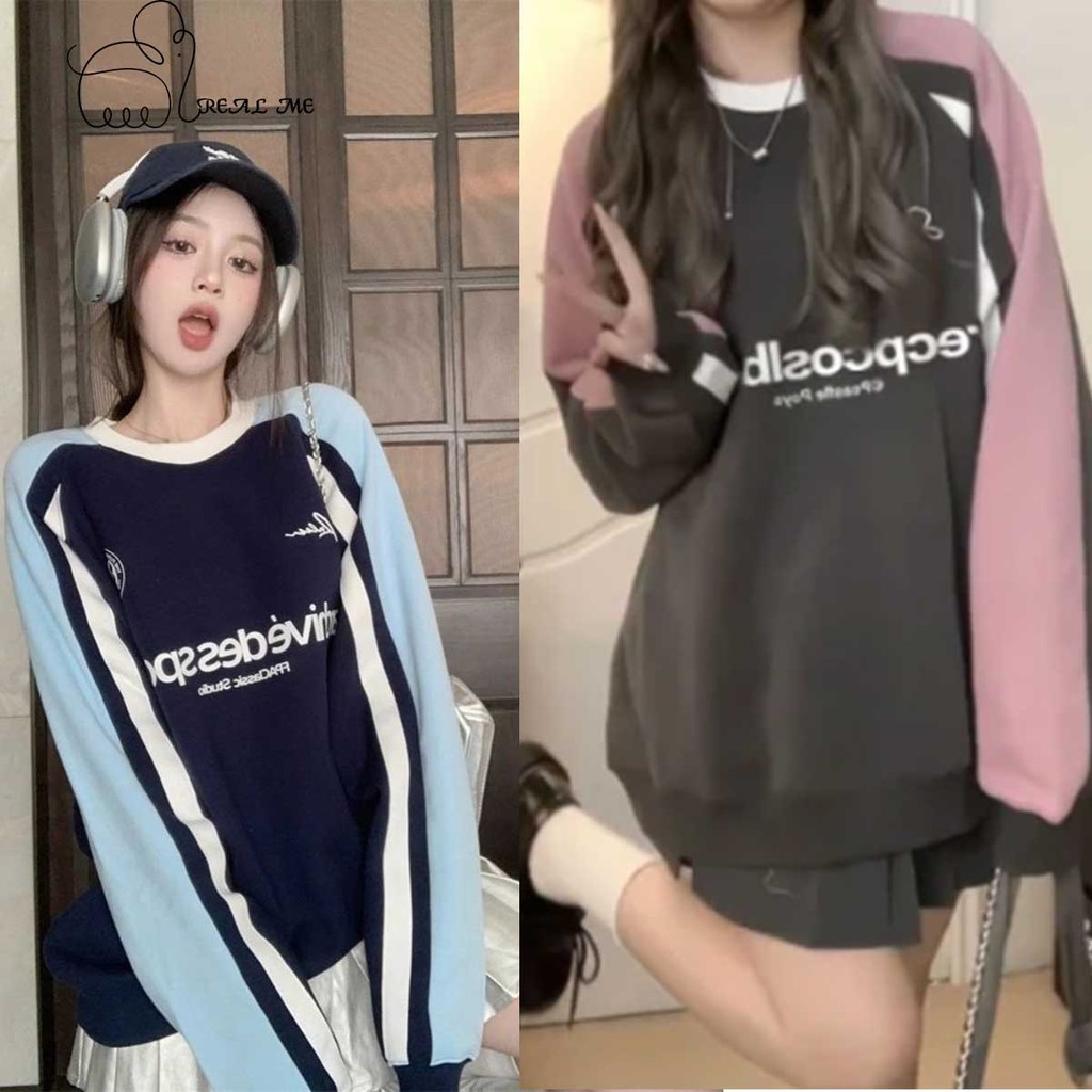 เสื้อกันหนาวแขนยาวแบบวินเทจ คอวง ดีไซน์เก๋