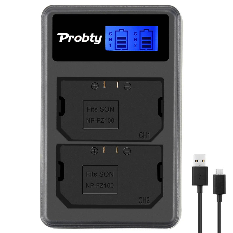 Probty NP-FZ100 NP FZ100 NPFZ100 camera Battery LCD Dual Charger for Sony Alpha 9 A9 9R A9R 9S A9S A