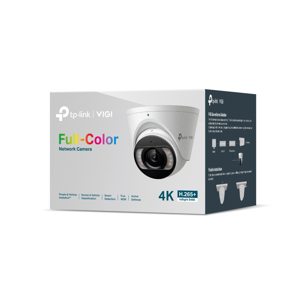 TP-LINK VIGI INSIGHT S485 8MP OUTDOOR FULL COLOR TURRET NETWORK CAMERA กล้องวงจรปิดภายใน