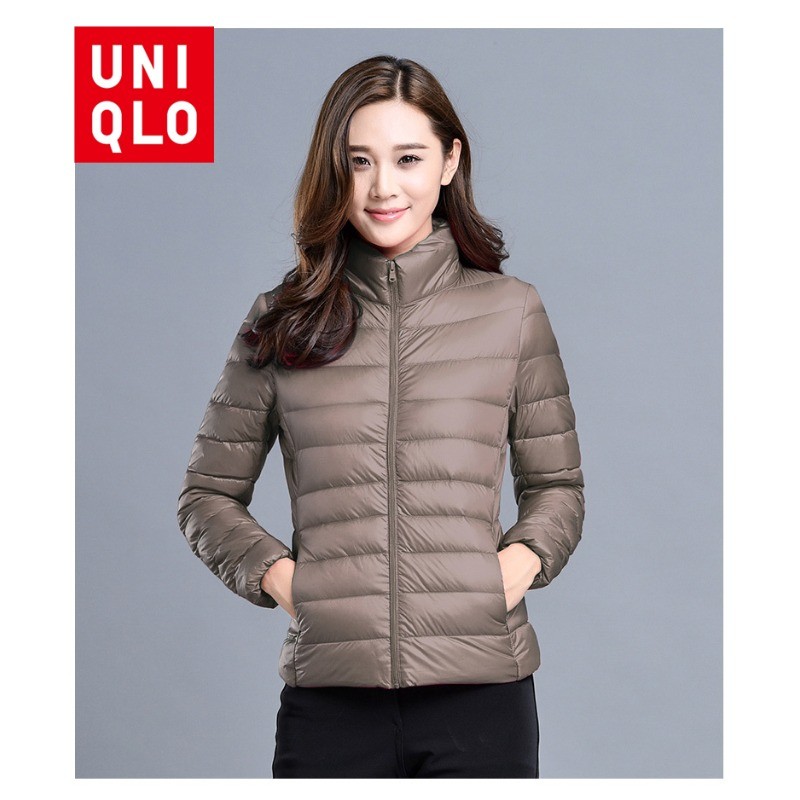 Uniqlo Slim Fit Warm Womens Down Jacket Thin Warm Jacket เสื้อแจ็คเก็ตทรงสลิมสีทึบ
