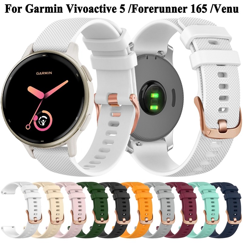 สายซิลิโคนสำหรับ Garmin venu 3S 2S 2 plus SQ vivoactive 4S 5 vivomove 3S สำหรับผู้เบิกทาง165 168 265S 255S 245 645 158 55 move 3S D2 Air X10 BOUNCE สายรัดข้อมือกำไลข้อมือสร้อยข้อมือ