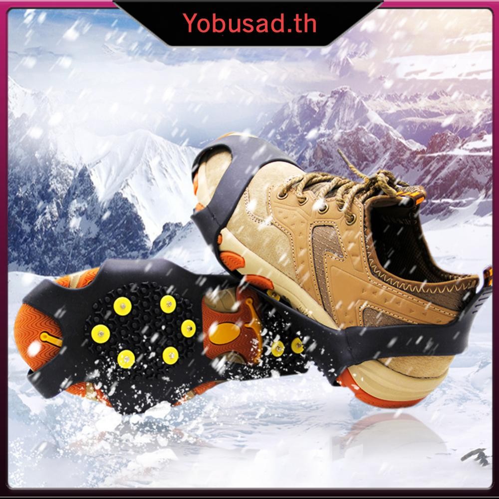 [Yobusad.th] 10 ฟันรองเท้า Ice Cleats รองเท้ากันลื่น Snow Cleats เดินอุปกรณ์เดินป่า
