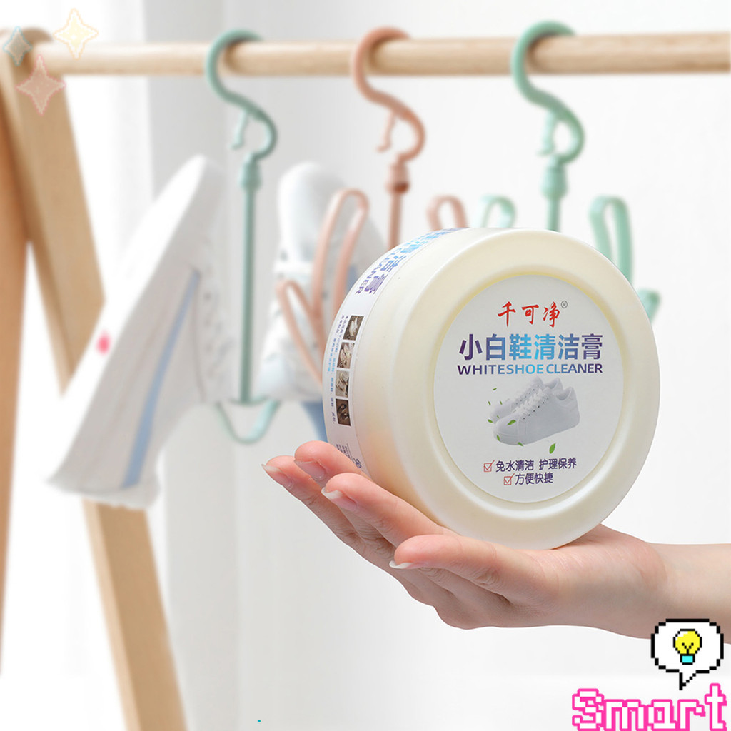 SMART【มีสินค้าในสต๊อก】 ครีมขัดรองเท้า 120g น้ำยาขัดรองเท้าขาว ไม่ต้องล้าง พร้อมฟองน้ำสำหรับขัด Shoe Cleaning Cream