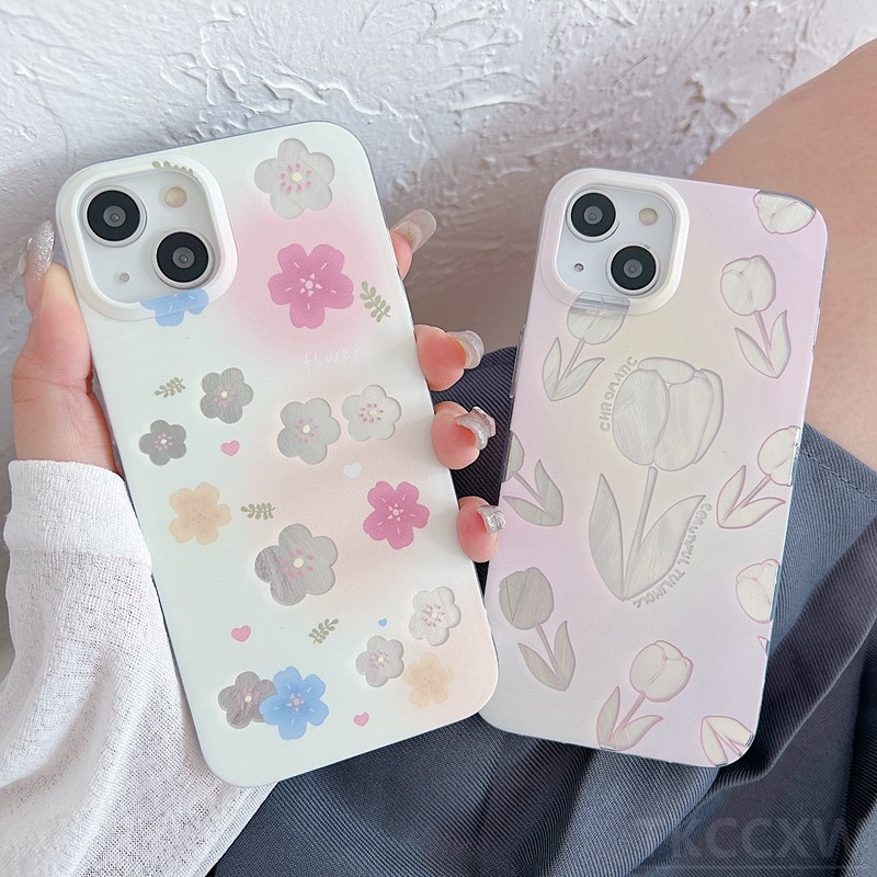 เคสโทรศัพท์สีชมพูทิวลิป ลายขนนก IMD สําหรับ Samsung Galaxy S25 Plus/S24 Plus/S23 Plus/S22 Plus/S21 Plus/S25/S24/S23/S22/S21/S20 FE/S20 Ultra/S24 FE/S23 FE/S20