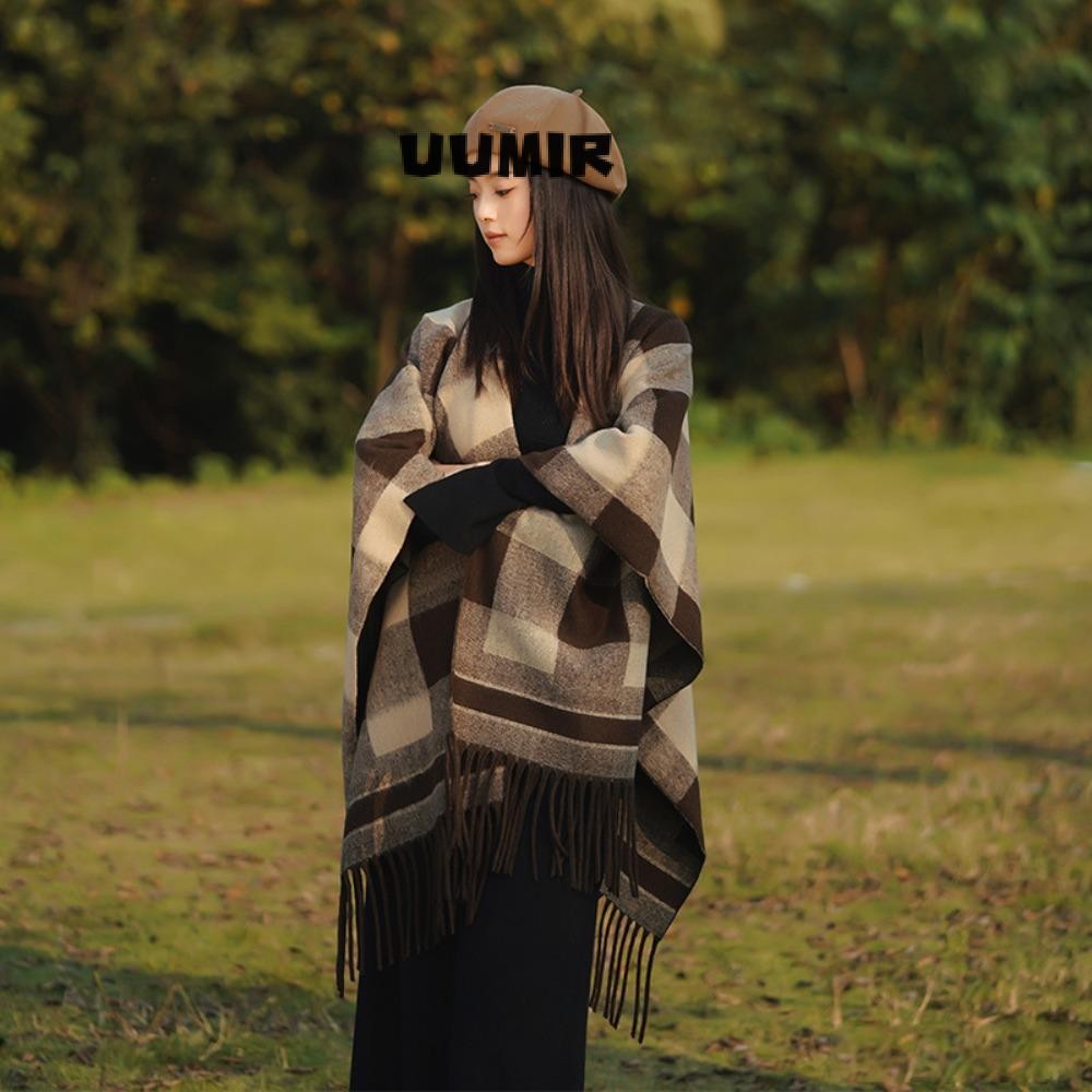 Uumir ผ้าคลุมไหล่ขนแกะ,อินเทรนด์ฤดูหนาว Warm Cashmere ผ้าคลุมไหล่,คุณภาพสูง Thicken เสื้อคลุมด้านนอก Plush Wraps ผ้าพันคอผู้หญิง