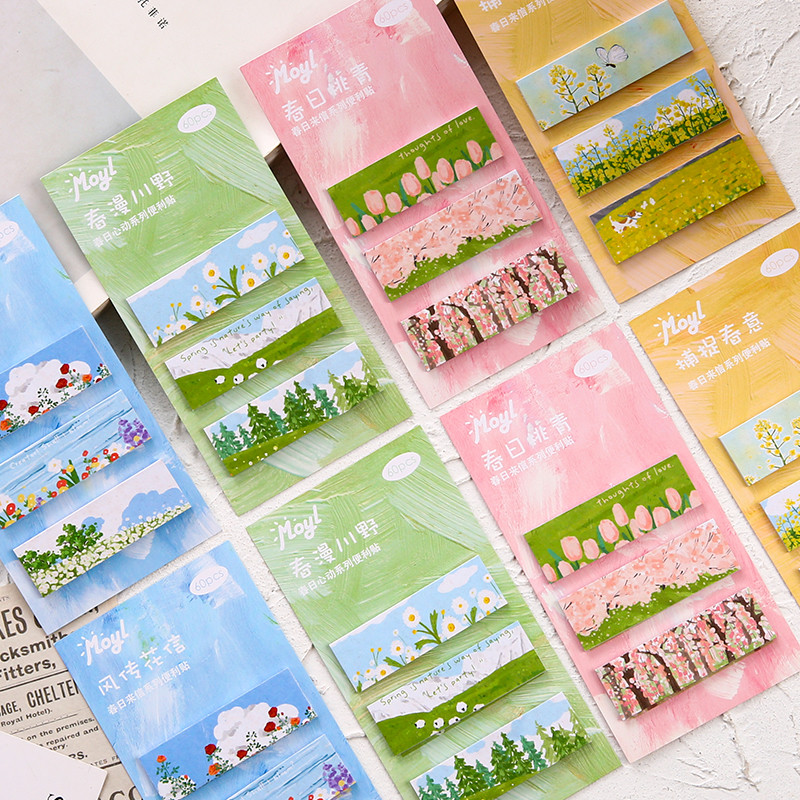 60แผ่นภาพวาดสีน้ํามันภูมิทัศน์ชุดป้ายบันทึกเหนียว-vibrantที่มีสีสันมินิแผ่นบันทึกสําหรับบ้าน,โรงเรียน,และสํานักงาน