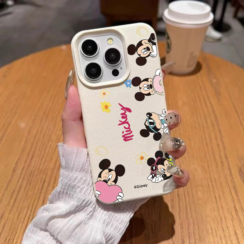 ฝาครอบโทรศัพท์นุ่มได For iPhone11 13 15 เคส ไอโฟน12 14 ProMax 7 8Plus X XR XS Maxมิกกี้รูปหัวใจ