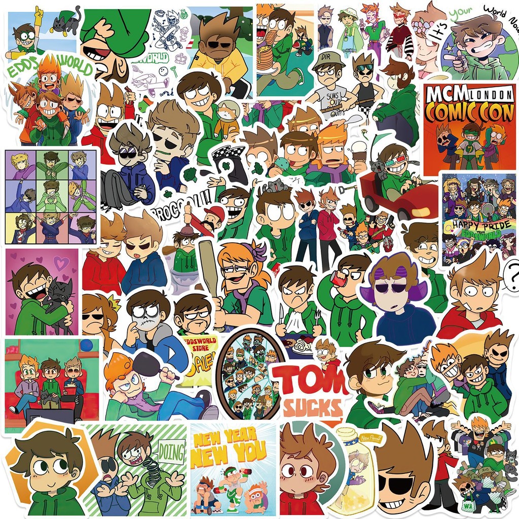 Y&P| ชุดสติ๊กเกอร์ Eddsworld ชุดสติ๊กเกอร์กราฟิตี้กันน้ำลายการ์ตูน, 52 แผ่น/ชุด
