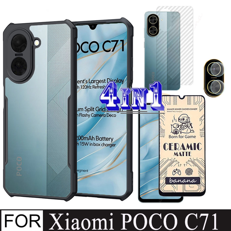 Xiaomi Poco C71 เคสโทรศัพท์กันกระแทกสําหรับ XiaomiPocoC71 C 71 C75 C65 4in1 เซรามิค Matte Screen Pro