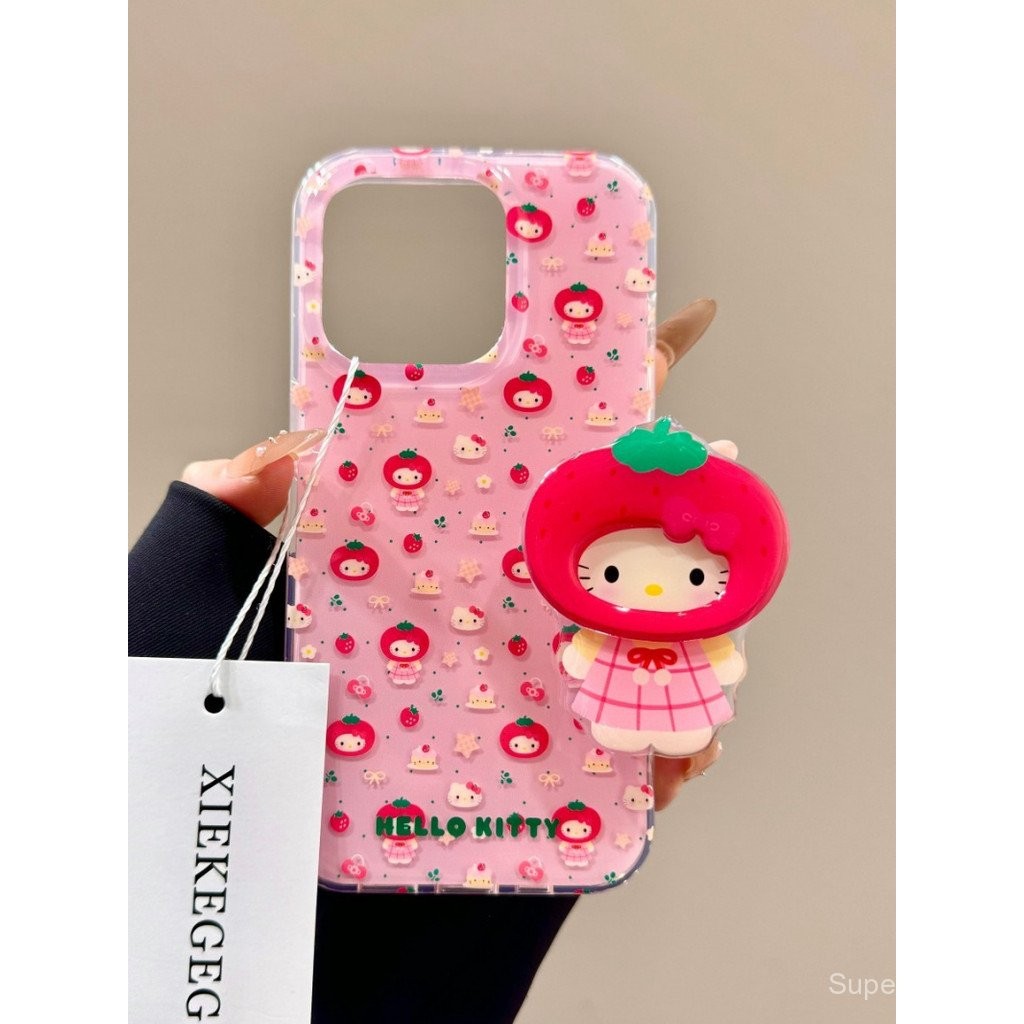 เคสโทรศัพท์ เหมาะสําหรับiPhone 7 8 X XS XR XSMAX 11 12 13 14 15 16 Pro max Plusน่ารักฝาครอบหัวสตรอเบอร์รี่Hello Kittyรวมทุกอย่างเคสนุ่มShock-Resistant Shock-Resistantเคสห่อหุ้มFXVR