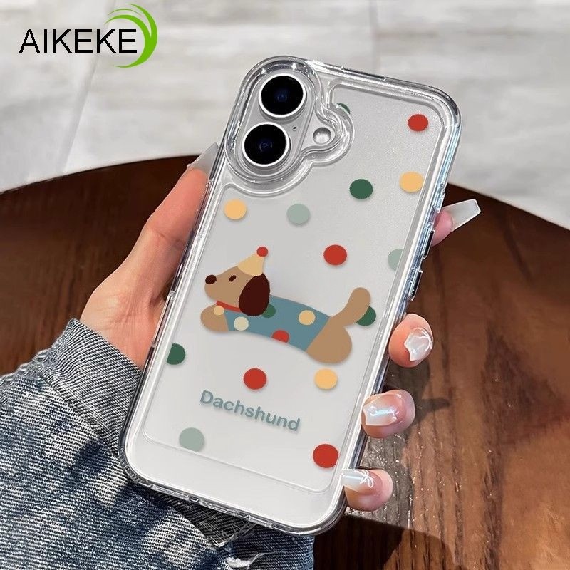 โปร่งใสวิ่งลูกสุนัขปลอกสําหรับ OPPO Reno 13 13F 12 12F 11 11F 10 9 8 Pro Plus 8T 8Z 7Z 6Z 5Z 7 6 5 4 3 Pro Lite 2 5G 4G สี Polka Dot น่ารัก Clear Soft เคสโทรศัพท์