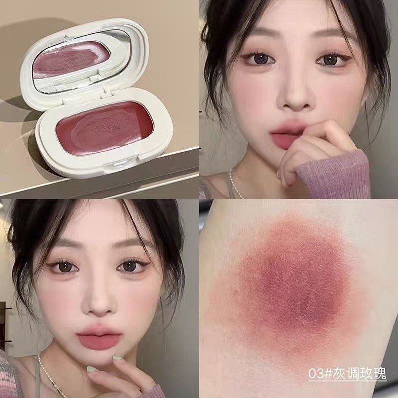 shiny. girl: บลัชออนปัดแก้มเนื้อครีม บลัชออนทาแก้มฉ่ำ ทาตา โทนชมพูนม  กันน้ำกันเหงื่อ ติดทน Blush Cream- 