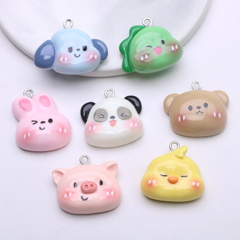 ชุดอุปกรณ์ DIY ทำเครื่องประดับ จี้หูฟัง กุญแจ รูปไดโนเสาร์ แพนด้า กระต่าย และลูกไก่สุดน่ารัก ทำจากเรซินเงาสวย