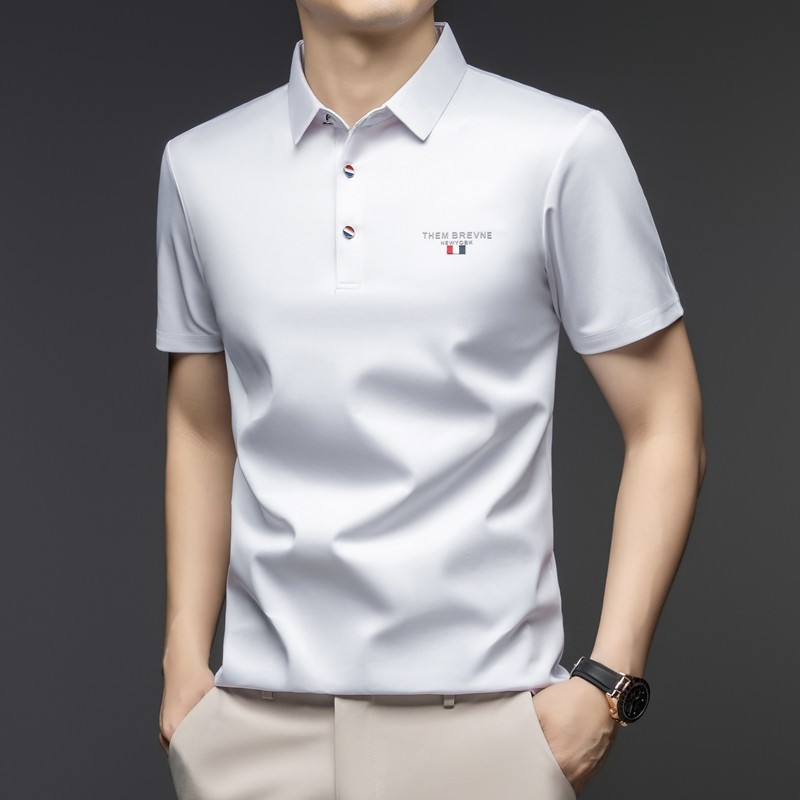 คุณภาพสูงฤดูร้อนใหม่อินเทรนด์ คาสซูล แขนสั้นเสื้อยืดคอปกโปโลผู้ชาย ที ผ้าไหมหม่อนและผ้าลินิน