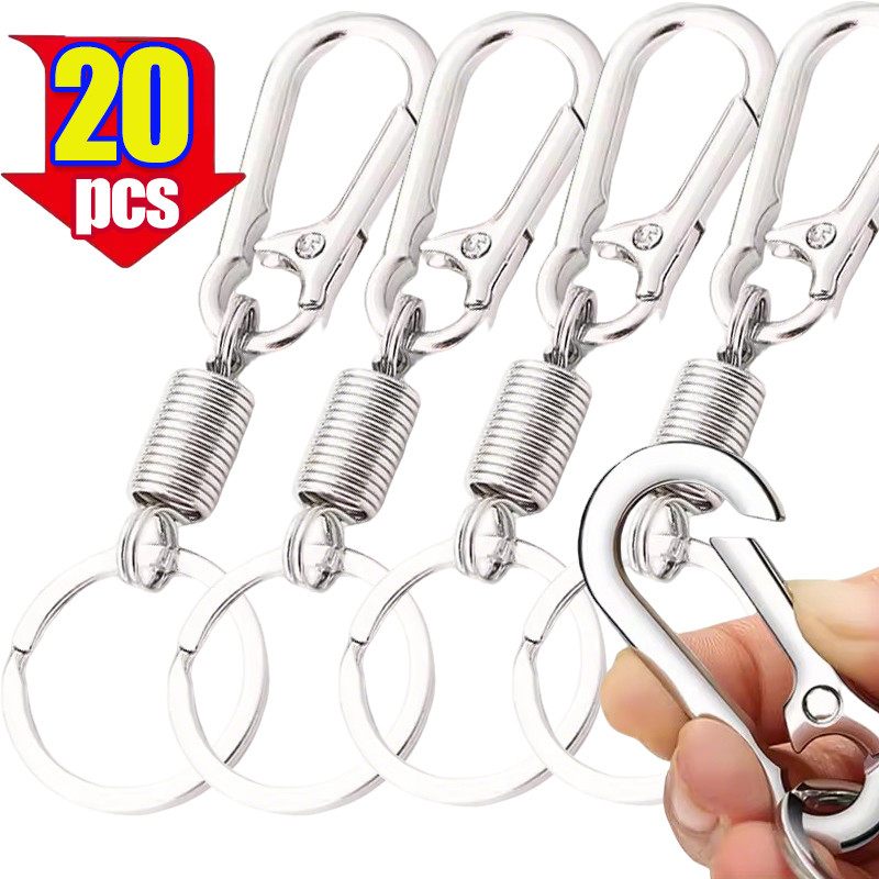 5/10/20 ชิ้น Multi-functional Spring พวงกุญแจ - สังกะสีอัลลอยด์ Anti-lost Carabiner หัวเข็มขัดพวงกุญแจ