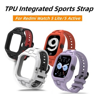 2 in 1 Case + สายสําหรับ Redmi watch 5 lite/5 active TPU สร้อยข้อมือสายรัดข้อมือสําหรับ Xiaomi Redmi watch 5 lite นาฬิกา 5 active ป้องกันพร้อมสายคล้อง