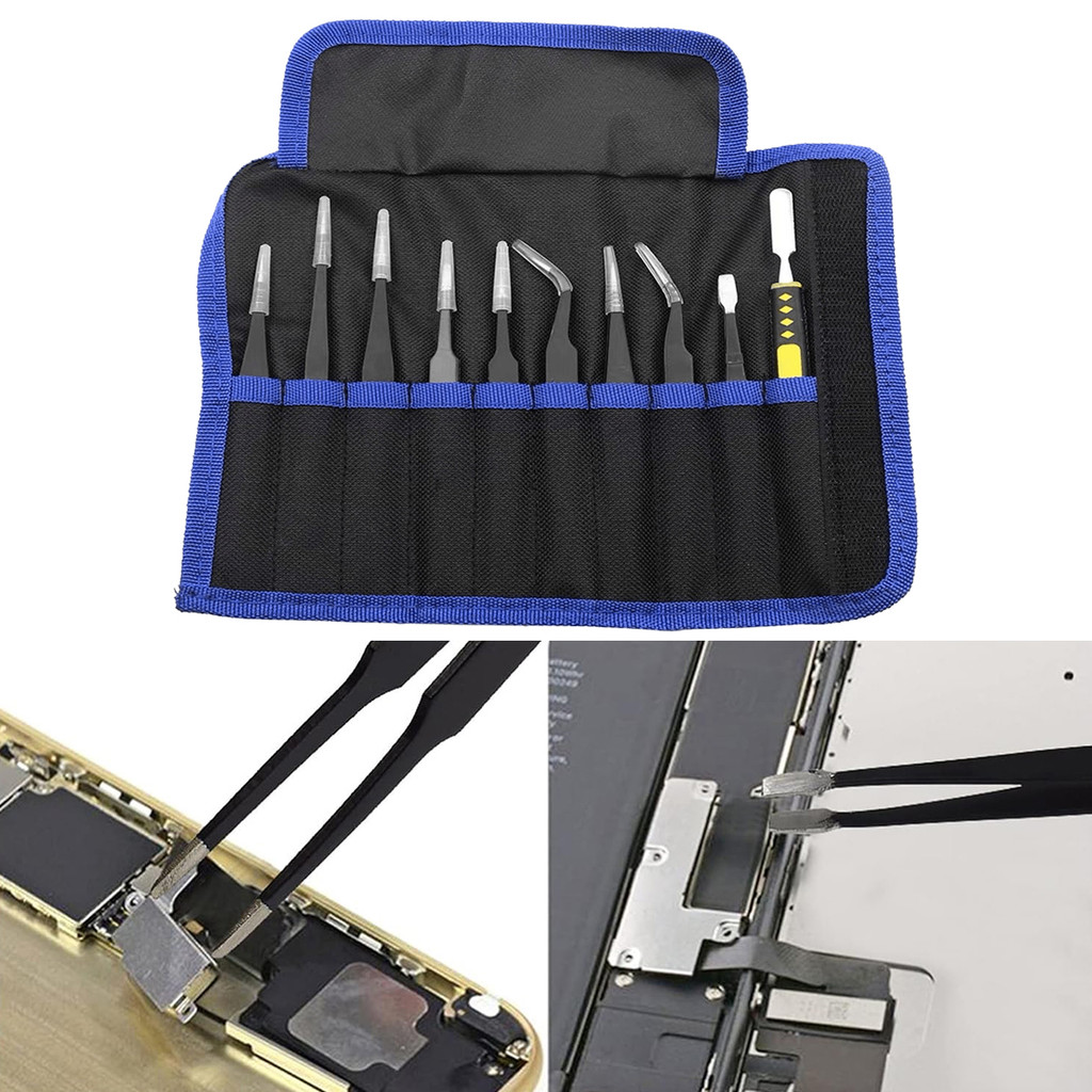 10 ชิ้น/เซ็ตสแตนเลสแหนบ Precision Anti-Static อุตสาหกรรมซ่อมเครื่องมือแหนบสําหรับ Electronics Soldering Craft