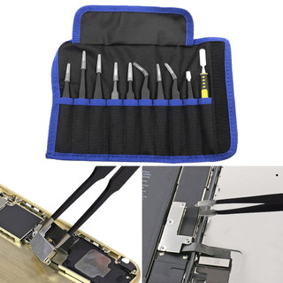 10 ชิ้น/เซ็ตสแตนเลสแหนบ Precision Anti-Static อุตสาหกรรมซ่อมเครื่องมือแหนบสําหรับ Electronics Soldering Craft