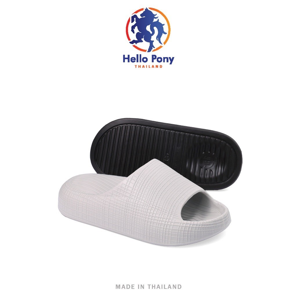 Hello Pony Unisex รองเท้าแตะลําลอง รองเท้ายางeva รองเท้สแตะ ใส่สบาย กันน้ำ กันลื่น MHM4013 ลายตาราง แฟชั่น