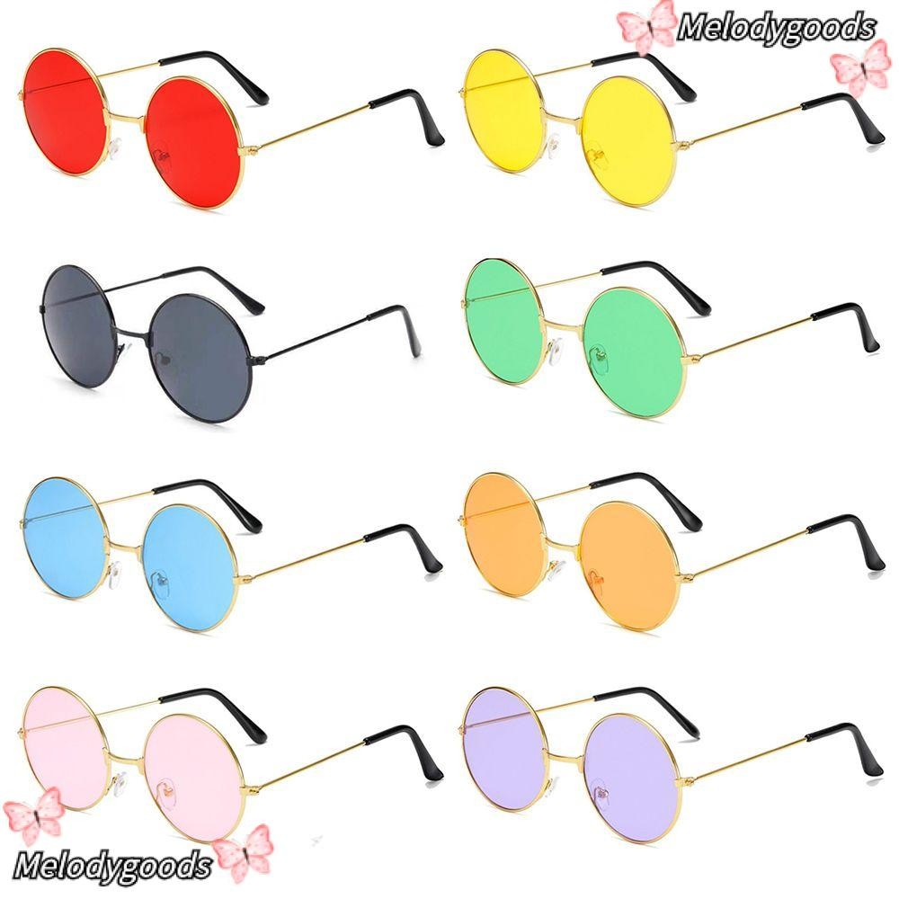 MELODG แว่นกันแดดโลหะ Retro Hippie Party Circle Glasses