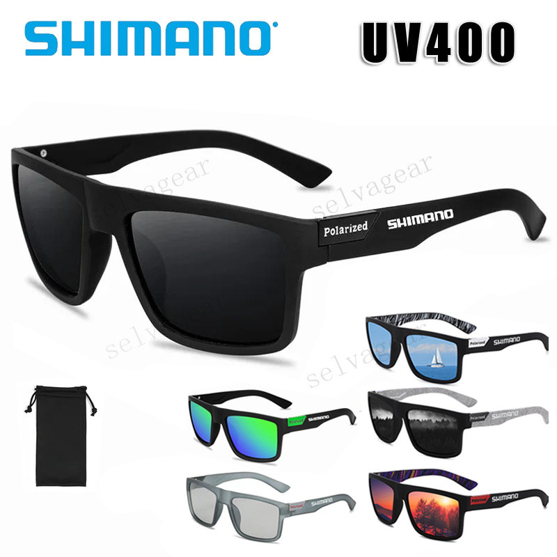 SHIMANO ชิมาโน่ แว่นกันแดดโพลาไรซ์กรอบใหญ่คลาสสิก ยูวี400, แว่นตาค่ายปั่นจักรยานสําหรับบุรุษและสตรีตกปลา
