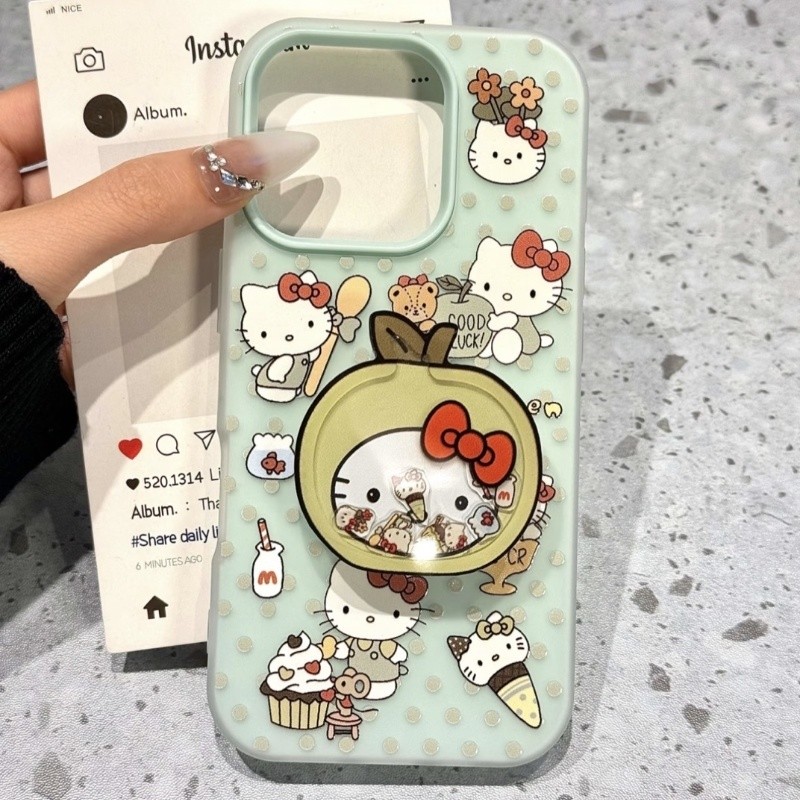 การ์ตูน Apple Hello Kitty Hokey Pokey Bracket Apple 15/14 เคสโทรศัพท์ 13/12Promax Soft Xsmax/Xs LWQO