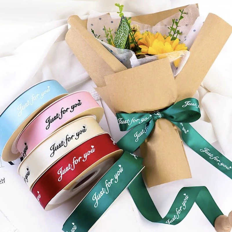 ริบบิ้นผ้าซาติน พิมพ์ลายตัวอักษร Just For You ขนาด 25 มม. ยาว 40 เมตร ต่อม้วน สําหรับตกแต่งงานแต่งงาน วันวาเลนไทน์ วันแม