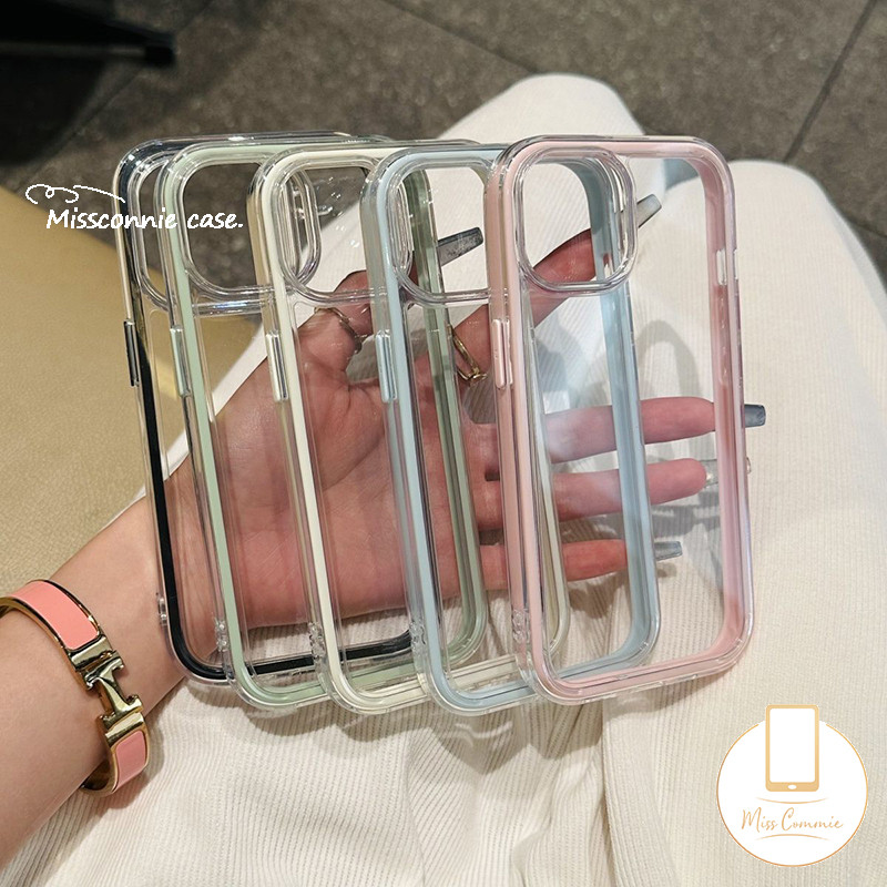 หรูหรา 2 in 1 กันกระแทกกันชนสีลูกกวาดสําหรับ IPhone 17 Pro Max 11 13 14 15 12 16 Pro Max Air 12 13 14 15 16 Pro 15 14 16 Plus โปร่งใสนุ่ม Tpu Cover