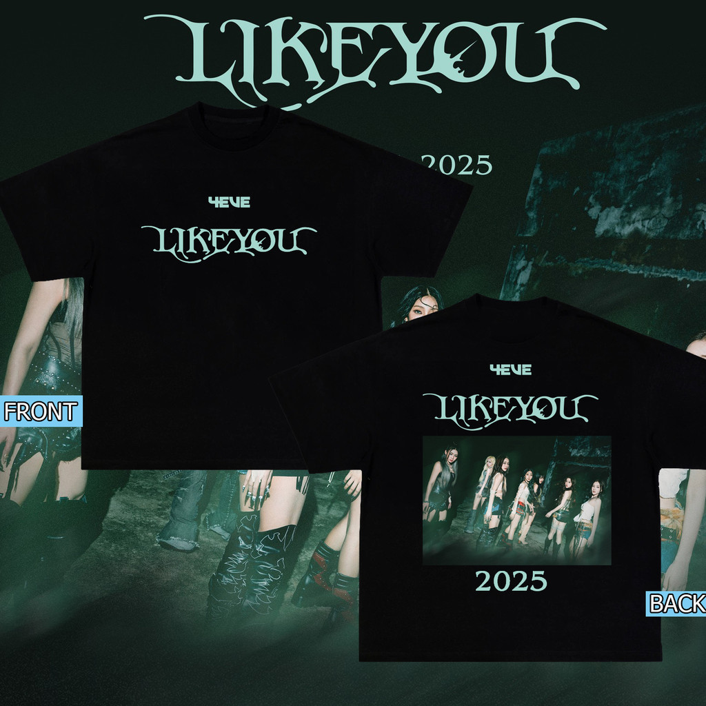 【e.s.h Shop】 2025 “ 4EVE - LIKE YOU ” KEY VISUAL ดำ ขาว เสื้อยืดผู้หญิงพิมพ์ลายคอตตอนแท้ คอตตอนแท้ T