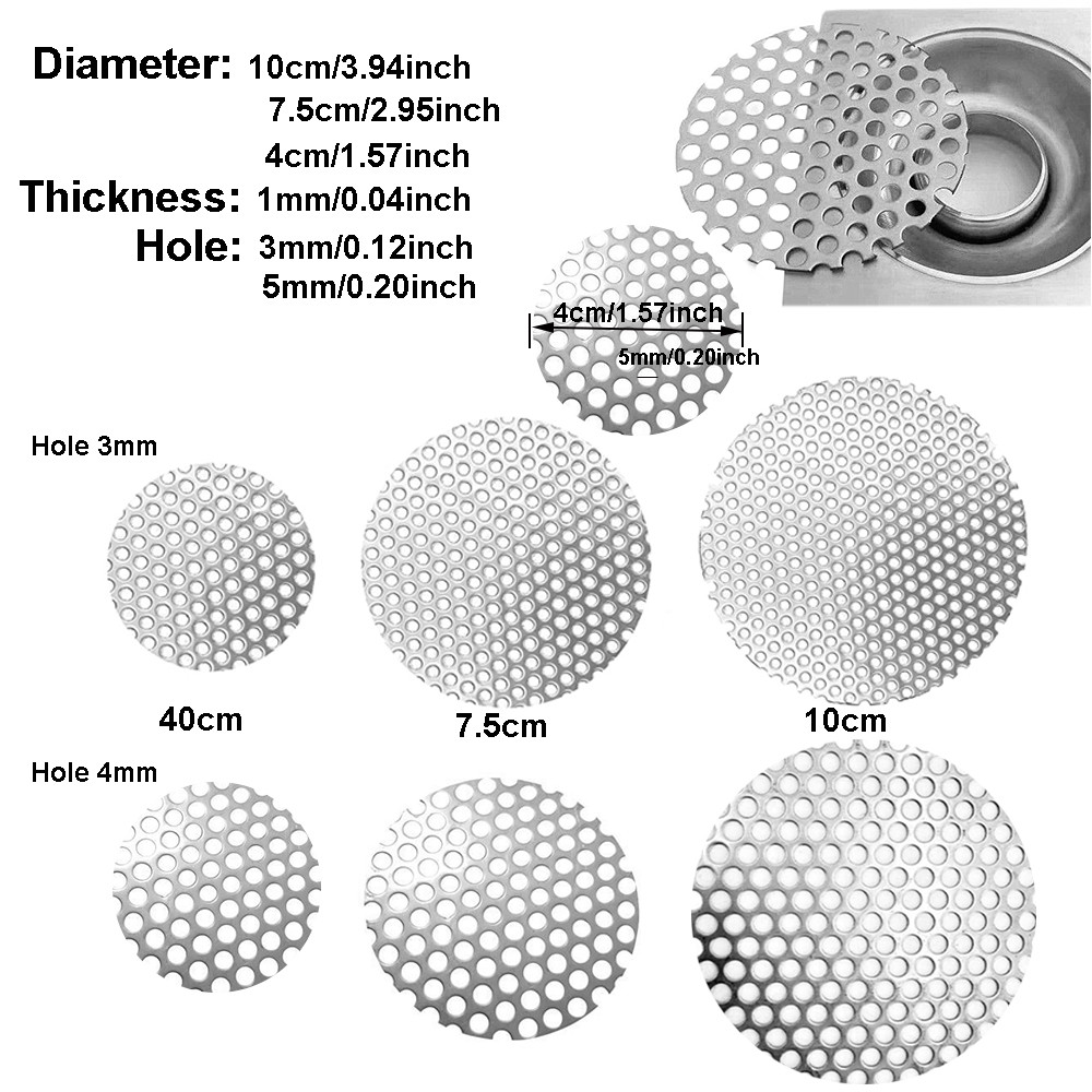 Round Stainlesss Steel Drain Cover - Shower Hair Catcher & Filter Stopper for Kitchen & Bathroom Use